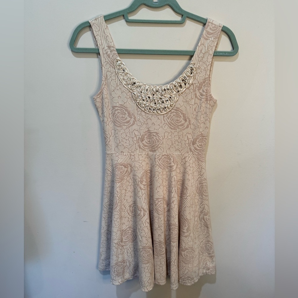 Free People Cream Beaded Floral Dress Sz XS